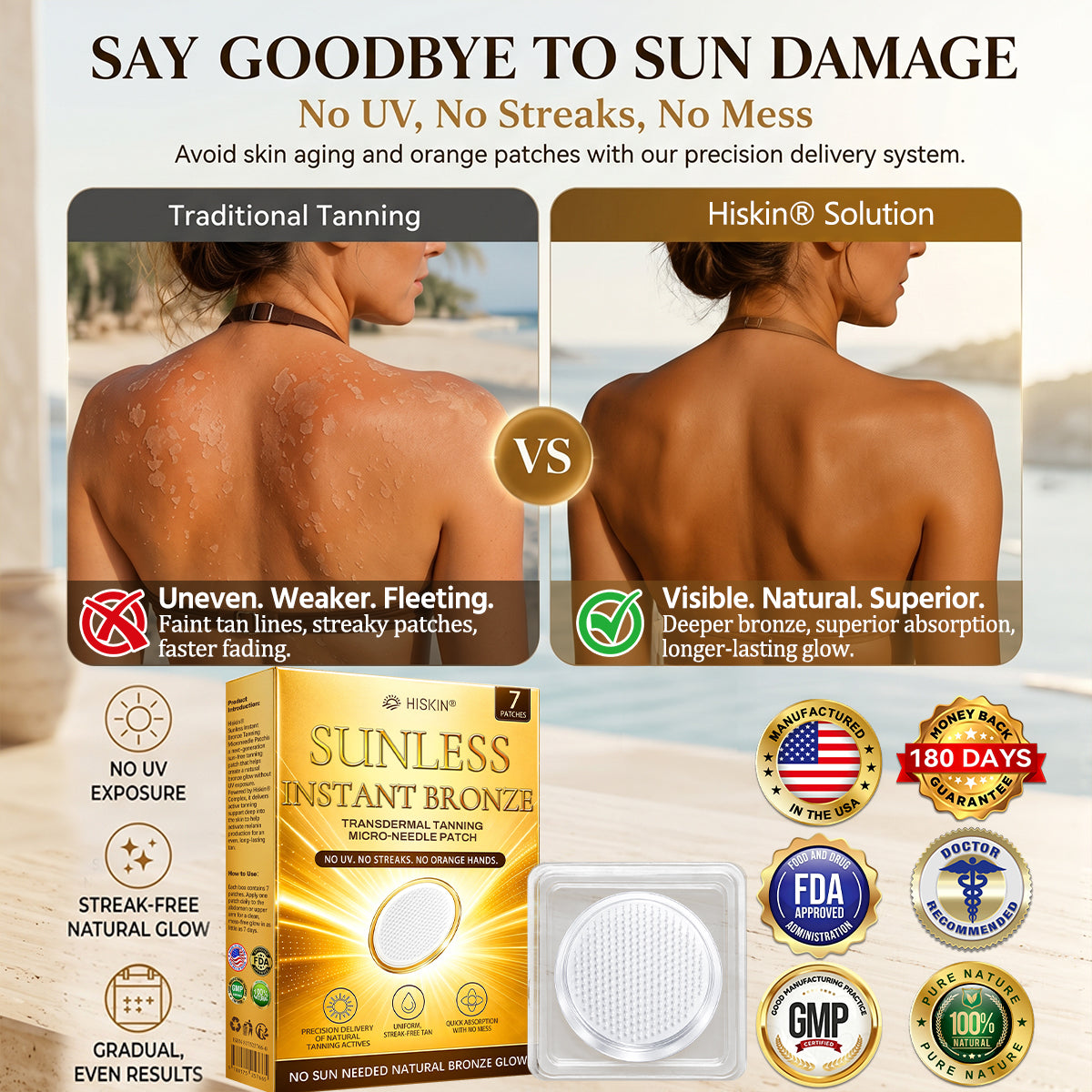 HISKIN® ✨ The Viral Sunless Glow Patch Everyone Is Obsessed With No UV. No Orange Skin. Just A Natural Bronze Glow.
